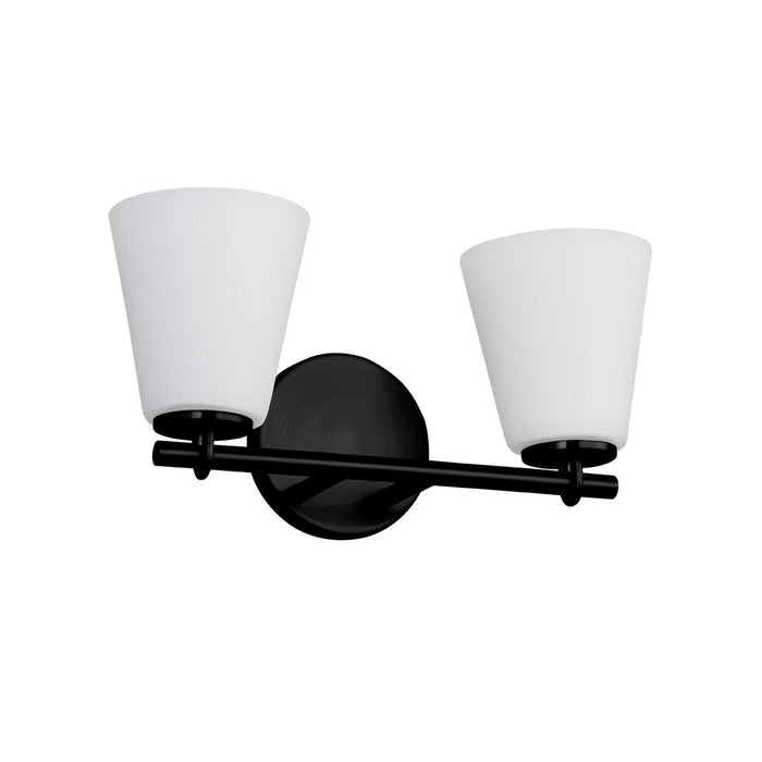 Justice Designs - FSN-8032-OPAL-MBLK - Two Light Bath Bar - Fusion - Matte Black