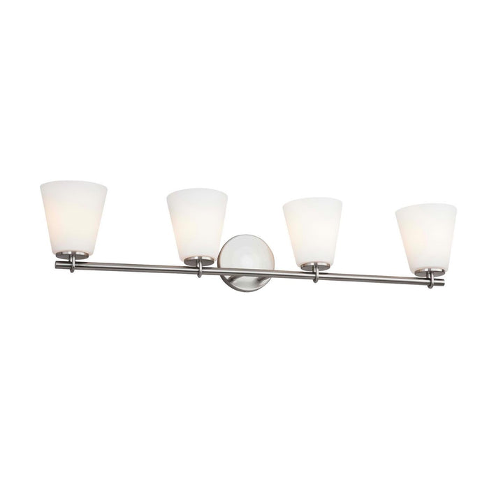 Justice Designs - FSN-8034-OPAL-NCKL - Four Light Bath Bar - Fusion - Brushed Nickel