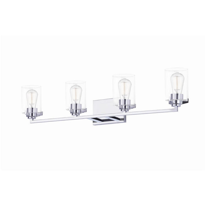 Justice Designs - FSN-8094-CLER-CROM - Four Light Bath Bar - Fusion - Polished Chrome