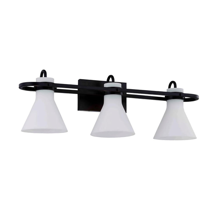 Justice Designs - FSN-8153-OPAL-MBLK - Three Light Bath Bar - Fusion - Matte Black