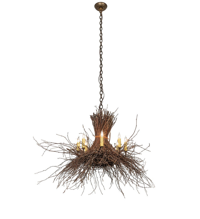 Meyda Tiffany - 260850 - Eight Light Chandelier - Twigs - Antique Copper,Natural Wood