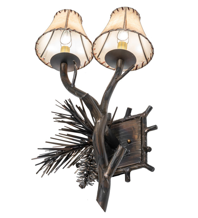 Meyda Tiffany - 261116 - Two Light Wall Sconce - Pinewood - Antique Copper,Burnished