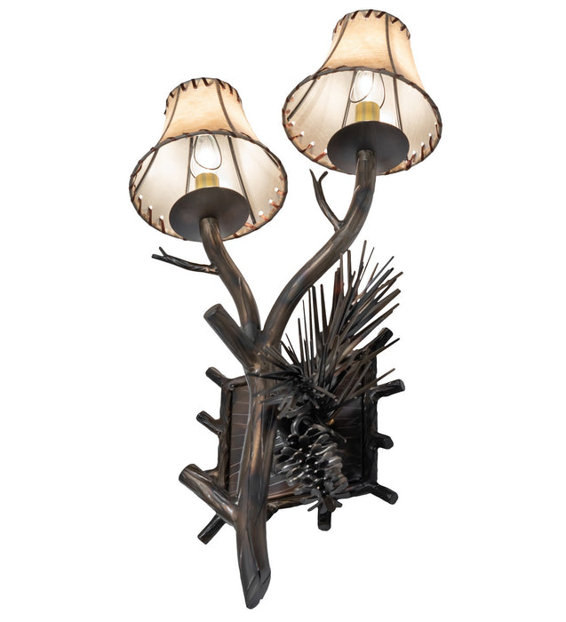 Meyda Tiffany - 261117 - Two Light Wall Sconce - Pinewood - Antique Copper,Burnished