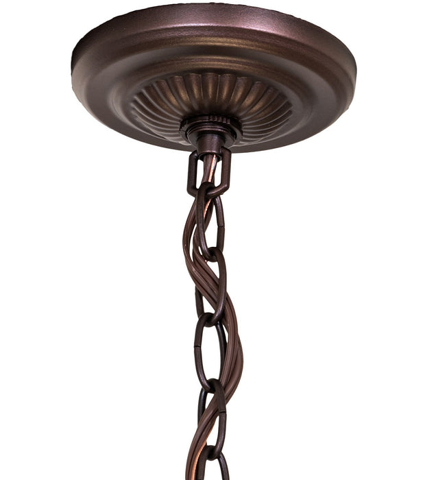 Meyda Tiffany - 263401 - Six Light Pendant - Tiffany Rosebush - Mahogany Bronze