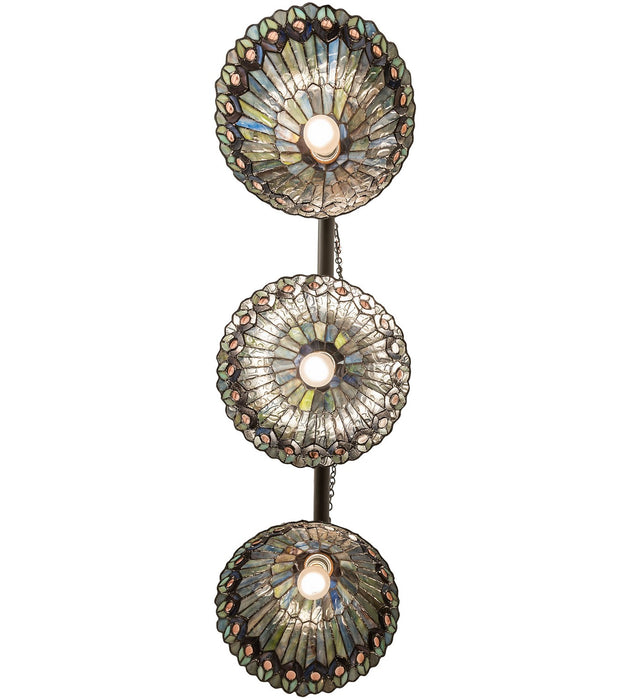 Meyda Tiffany - 263642 - Three Light Island Pendant - Tiffany Peacock - Mahogany Bronze