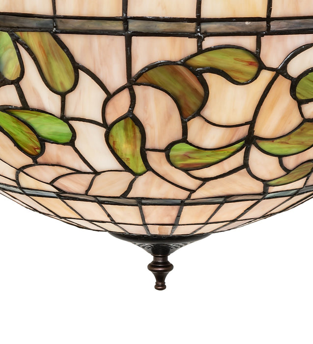 Meyda Tiffany - 264513 - Three Light Semi-Flushmount - Tiffany Turning Leaf - Mahogany Bronze