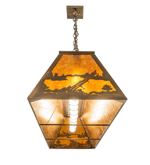 Meyda Tiffany - 52310 - 11 Light Pendant - Deer At Lake - Antique Copper