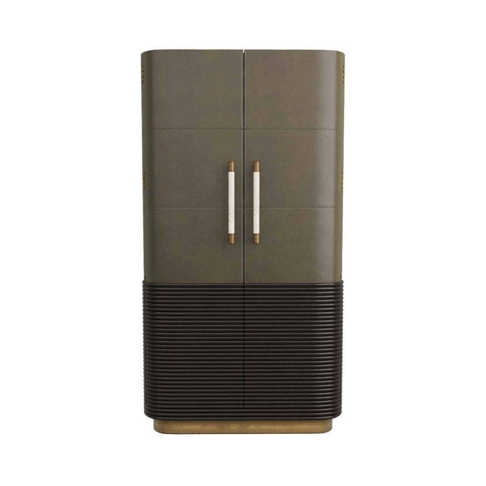Arteriors - 6266 - Cabinet - Sherbourne - Graphite Leather/Umder Oak/White Marble/Antique Brass
