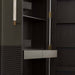 Arteriors - 6266 - Cabinet - Sherbourne - Graphite Leather/Umder Oak/White Marble/Antique Brass