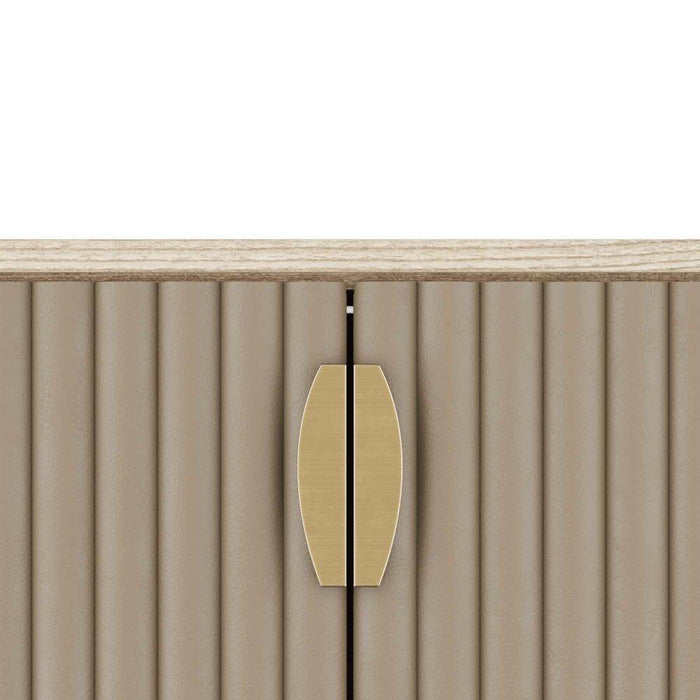 Arteriors - 6267 - Cocktail Cabinet - Pontevera - Gray Leather/Smoke Oak/Vintage Brass