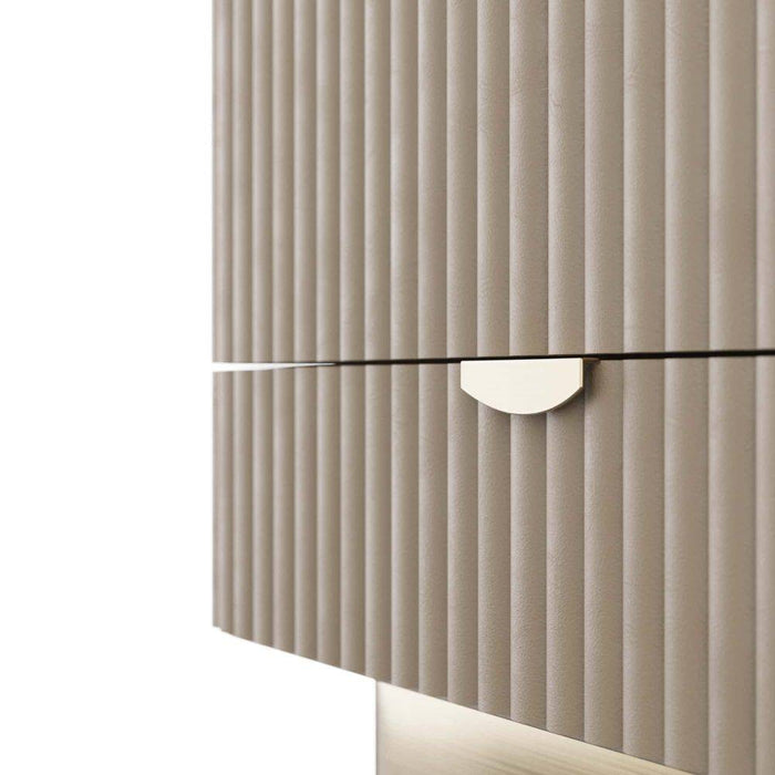 Arteriors - 6267 - Cocktail Cabinet - Pontevera - Gray Leather/Smoke Oak/Vintage Brass