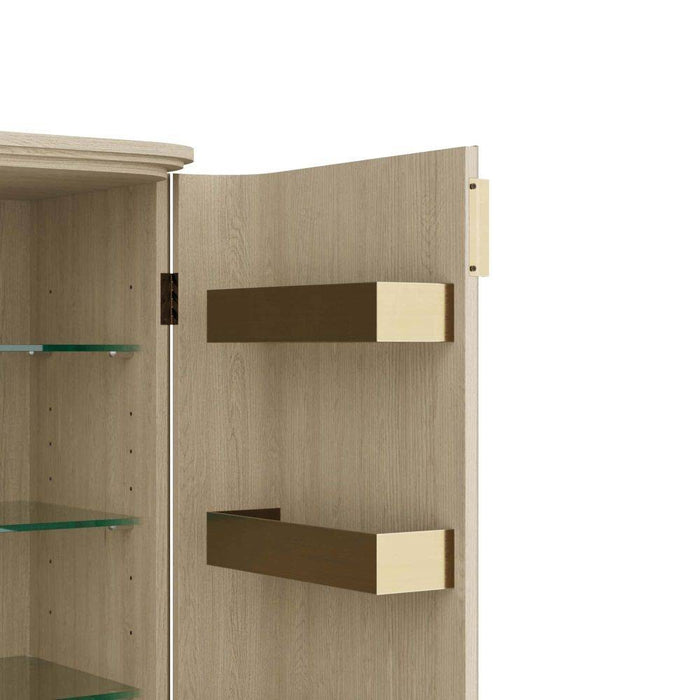 Arteriors - 6267 - Cocktail Cabinet - Pontevera - Gray Leather/Smoke Oak/Vintage Brass