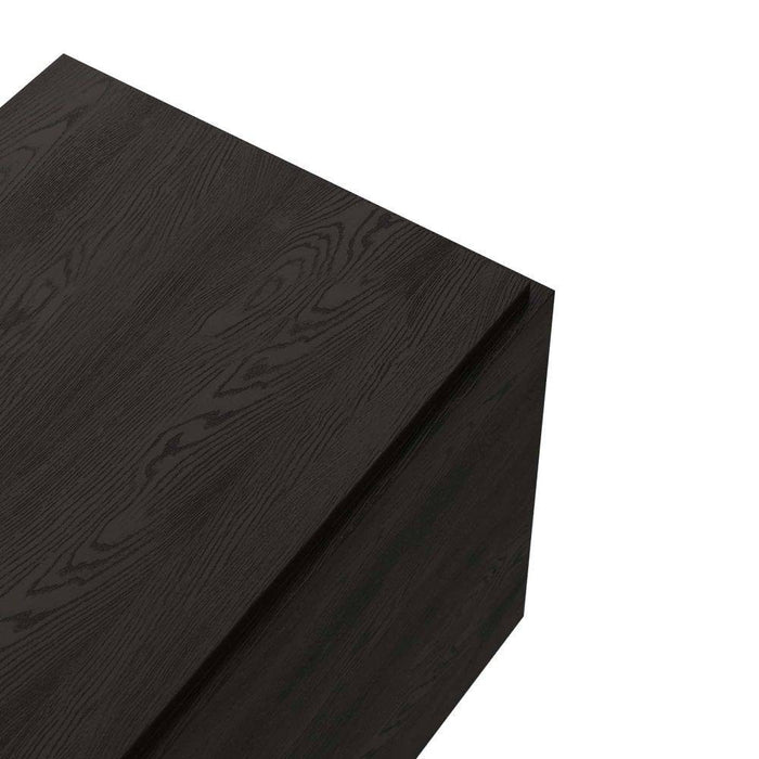 Arteriors - 6939 - Side Table - Puckett - Ebony Oak/Dove Leather/Antique Brass