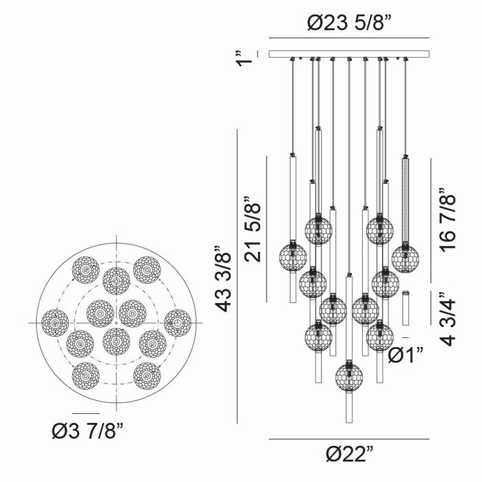 Matteo Lighting - C68912MB - 12 Light Pendant - Windchimer