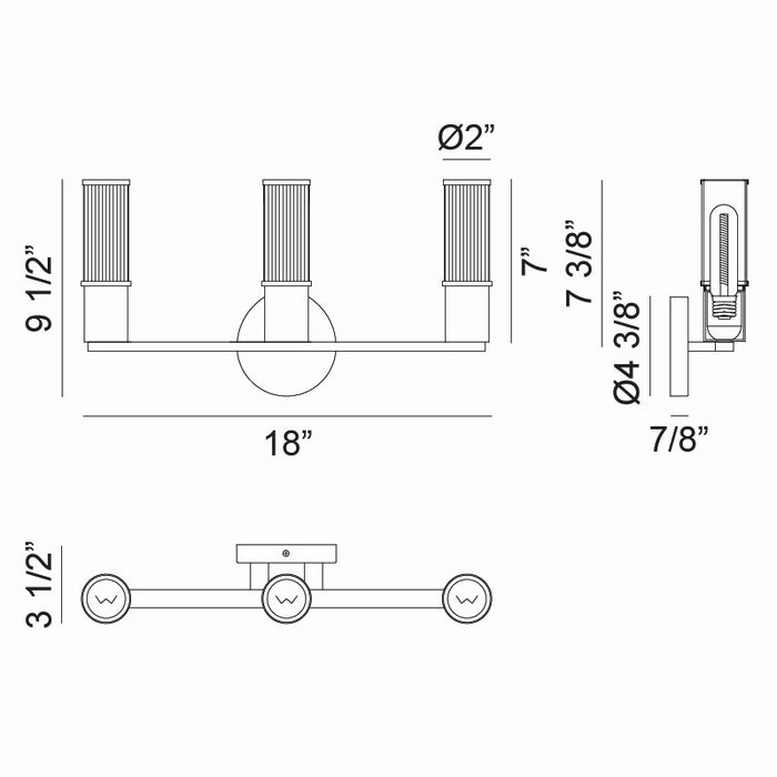 Matteo Lighting - S02803AG - Three Light Wall Sconce - Klarice