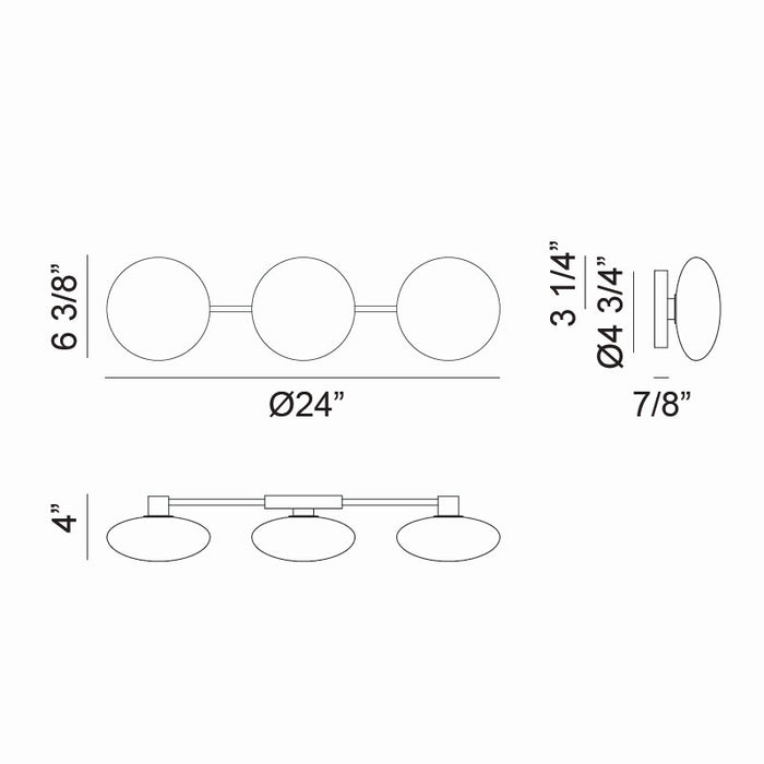 Matteo Lighting - S05103AGOP - Three Light Wall Sconce - Pearlesque