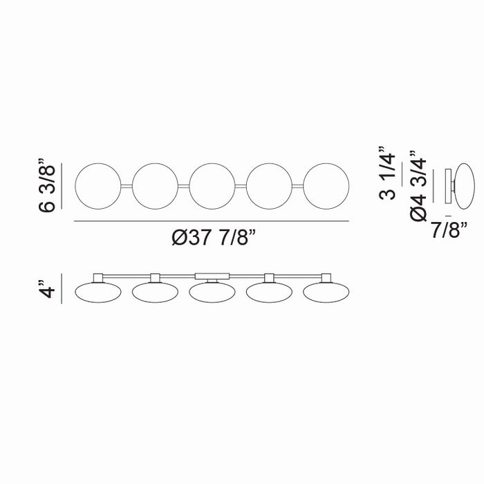 Matteo Lighting - S05105MBOP - Five Light Wall Sconce - Pearlesque