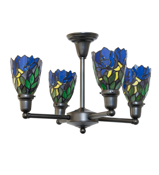 Meyda Tiffany - 261283 - Four Light Chandelier - Iris - Craftsman Brown