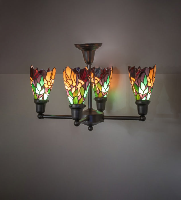 Meyda Tiffany - 261284 - Four Light Chandelier - Iris - Craftsman Brown