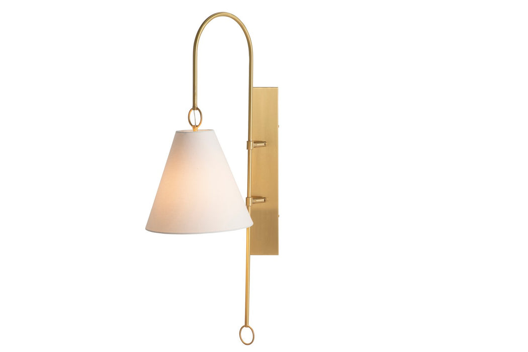 Gabby - SCH-175054 - One Light Wall Sconce - Anniston - Brass|Feather White Linen