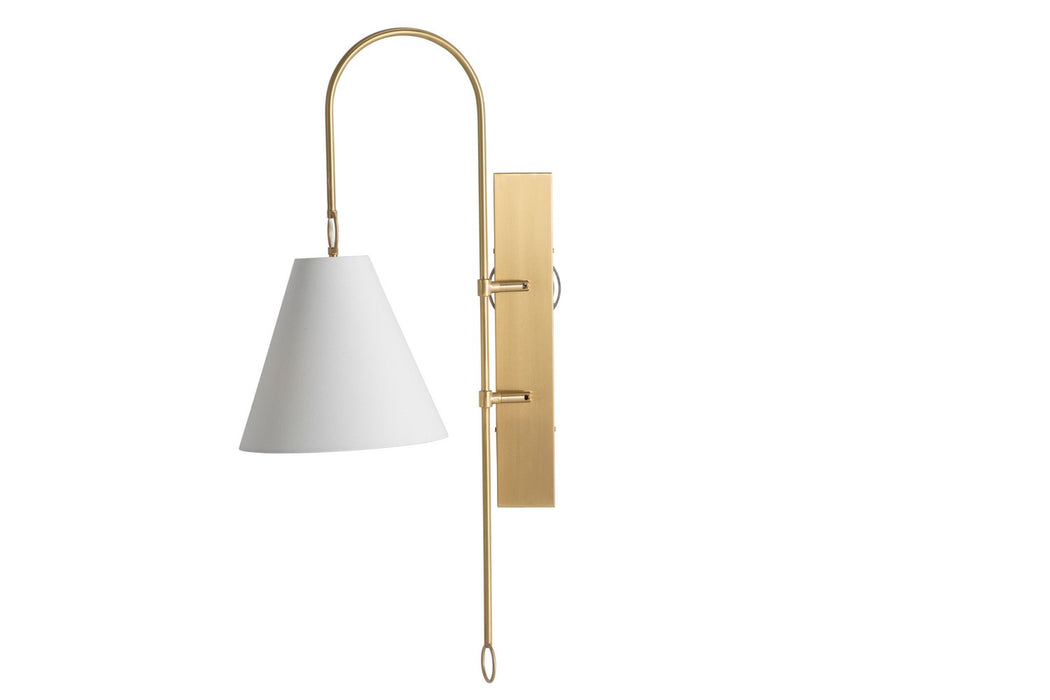 Gabby - SCH-175054 - One Light Wall Sconce - Anniston - Brass|Feather White Linen