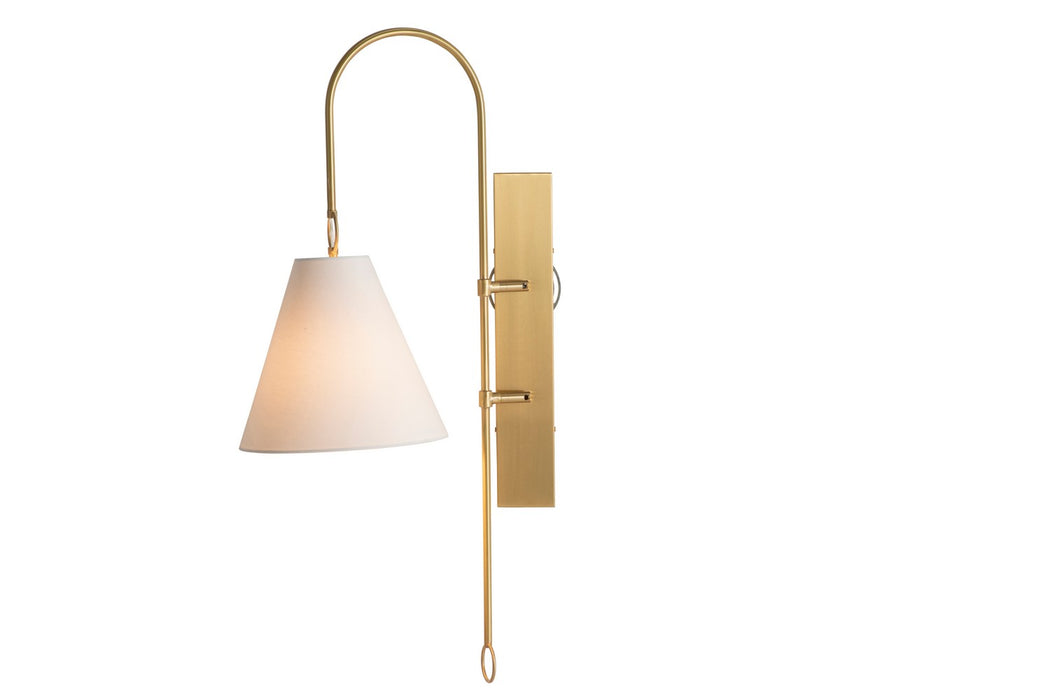 Gabby - SCH-175054 - One Light Wall Sconce - Anniston - Brass|Feather White Linen