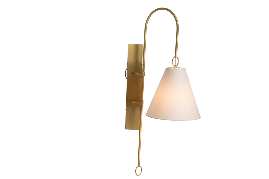 Gabby - SCH-175054 - One Light Wall Sconce - Anniston - Brass|Feather White Linen