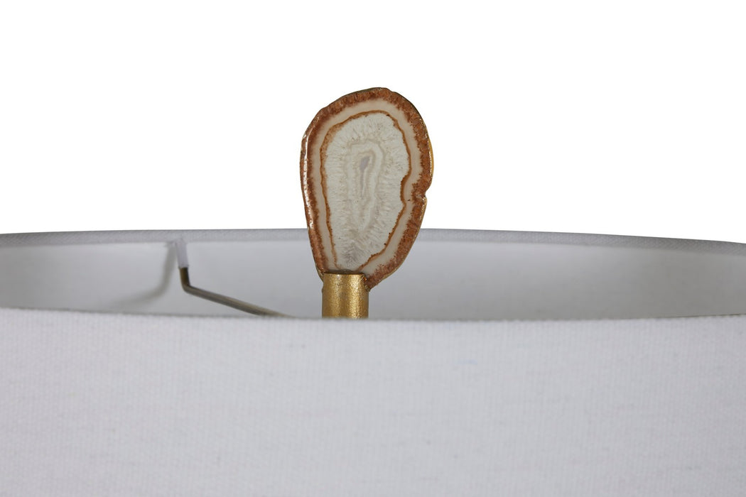 Gabby - SCH-165055 - One Light Table Lamp - Gianna - Vintage Gold|Natural Agate|White Linen Fabric
