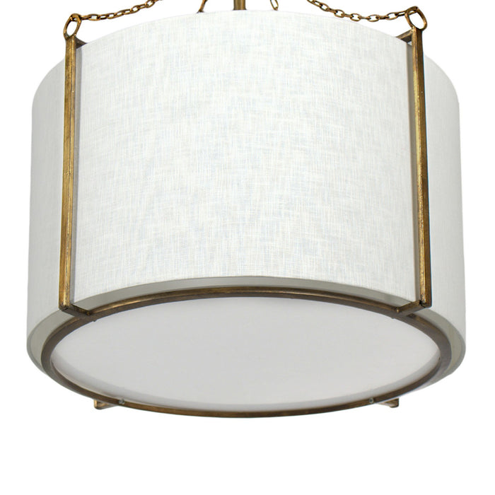 Gabby - SCH-158360 - Three Light Pendant - Ivan - Antique Gold|White Linen|White Acrylic Diffuser