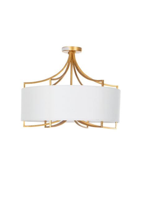 Gabby - SCH-170480 - Four Light Semi-Flush Mount - Lacey - Vintage Gold|Feather White Linen