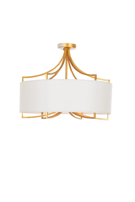 Gabby - SCH-170480 - Four Light Semi-Flush Mount - Lacey - Vintage Gold|Feather White Linen