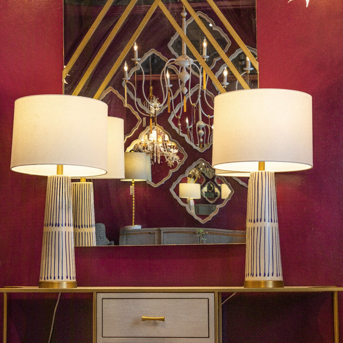 Gabby - SCH-157035 - One Light Table Lamp - Sophie - Navy and Cream Hand-Painted Ceramic/Antique Brass