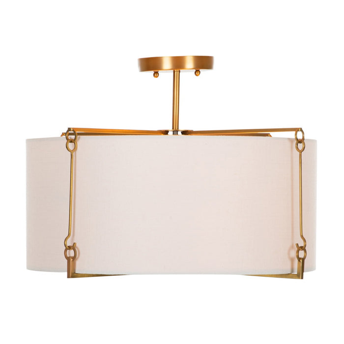 Gabby - SCH-170560 - Two Light Semi-Flush Mount - Theresa - Brass/Feather White Linen/White Acrylic