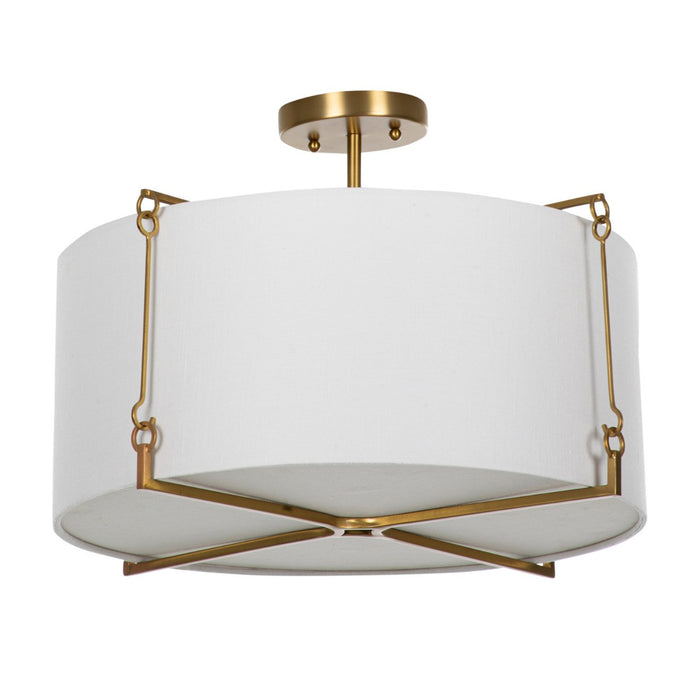 Gabby - SCH-170560 - Two Light Semi-Flush Mount - Theresa - Brass/Feather White Linen/White Acrylic