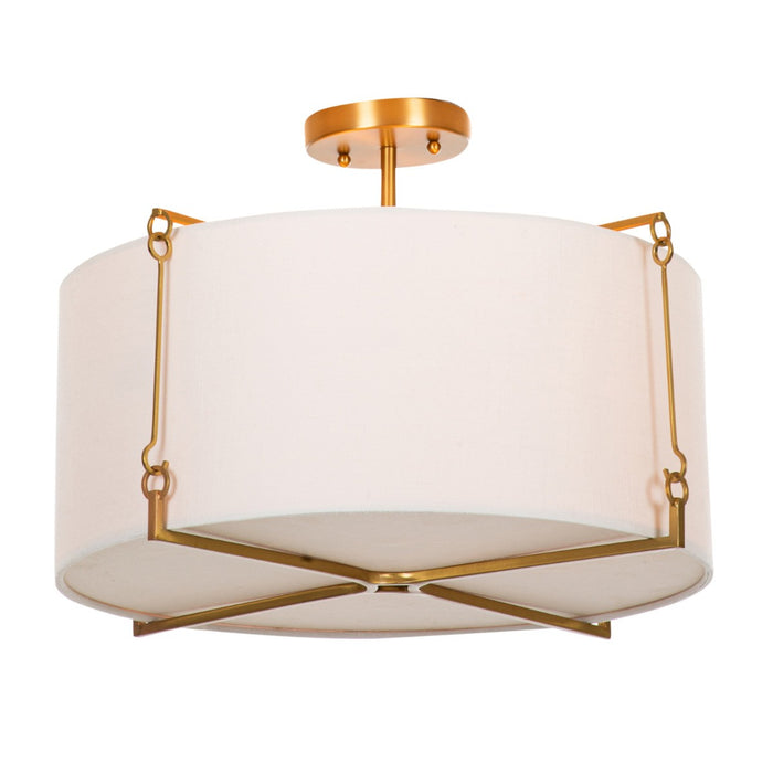 Gabby - SCH-170560 - Two Light Semi-Flush Mount - Theresa - Brass/Feather White Linen/White Acrylic