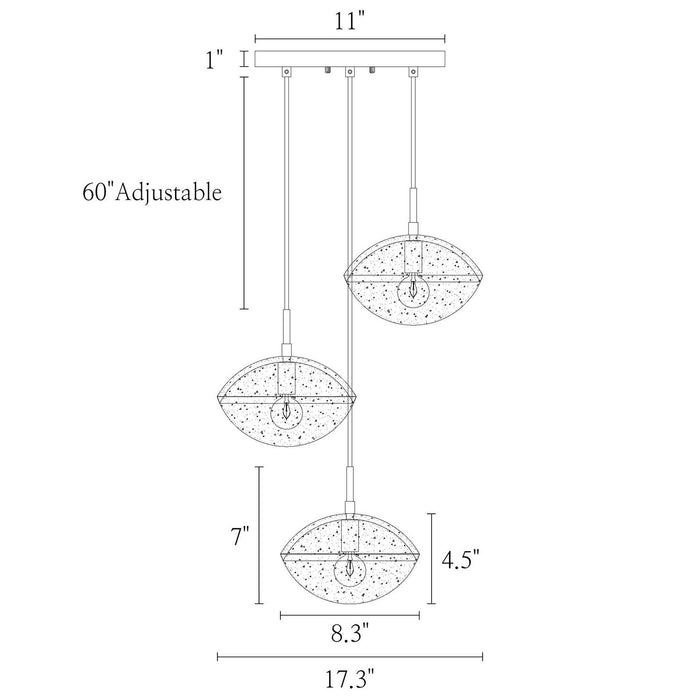 LNC - HA04977P3 - Three Light Chandelier - Flat Black/Brass