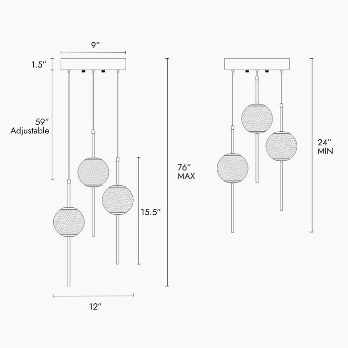 LNC - HA05050P3 - LED Chandelier - Brass