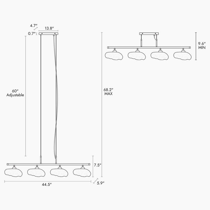 LNC - HA05078 - Four Light Island Pendant - Brass