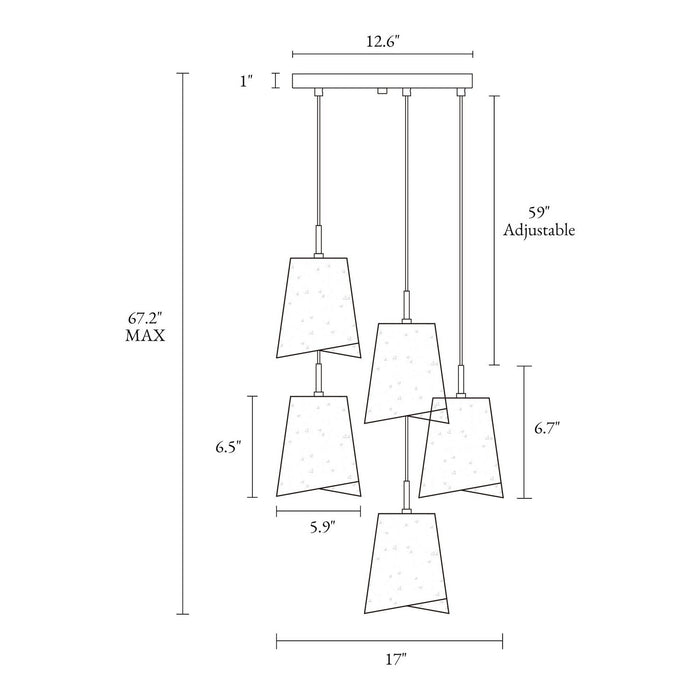 LNC - HA05094P5 - Five Light Chandelier - Flat Black / Brass