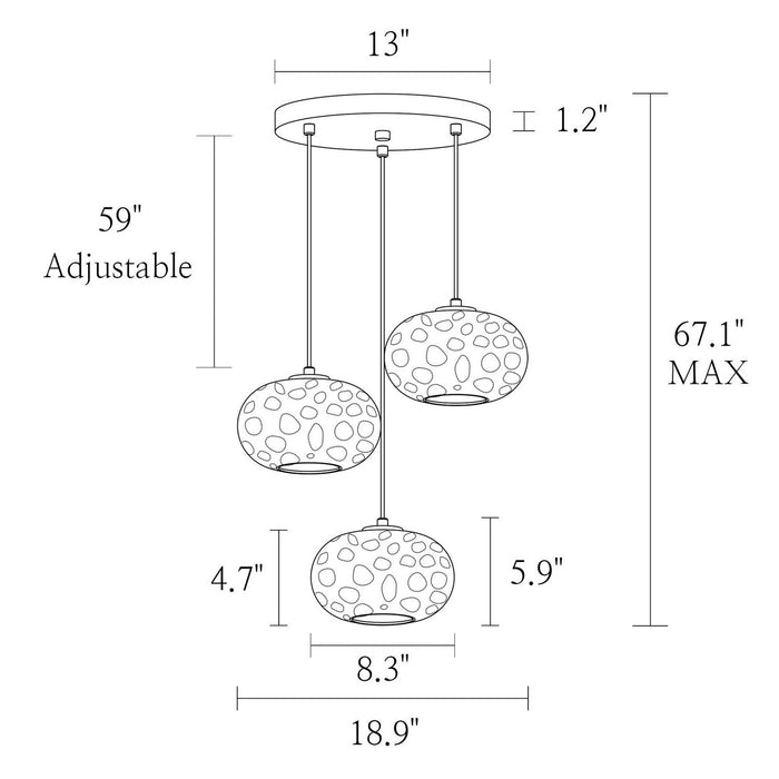 LNC - HA05096P3 - Three Light Chandelier - Brass/Irish Lamination