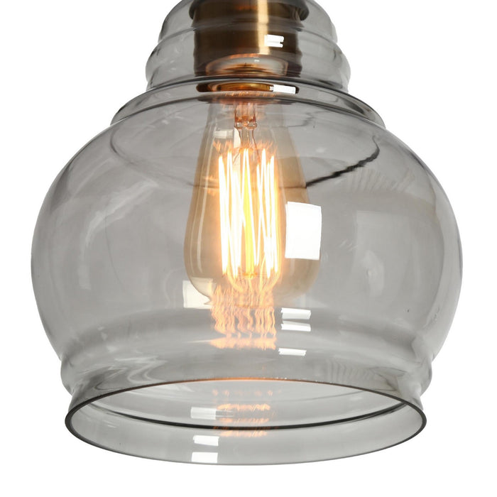 LNC - HA05076 - One Light Pendant - Brass/Smoky Grey Glass