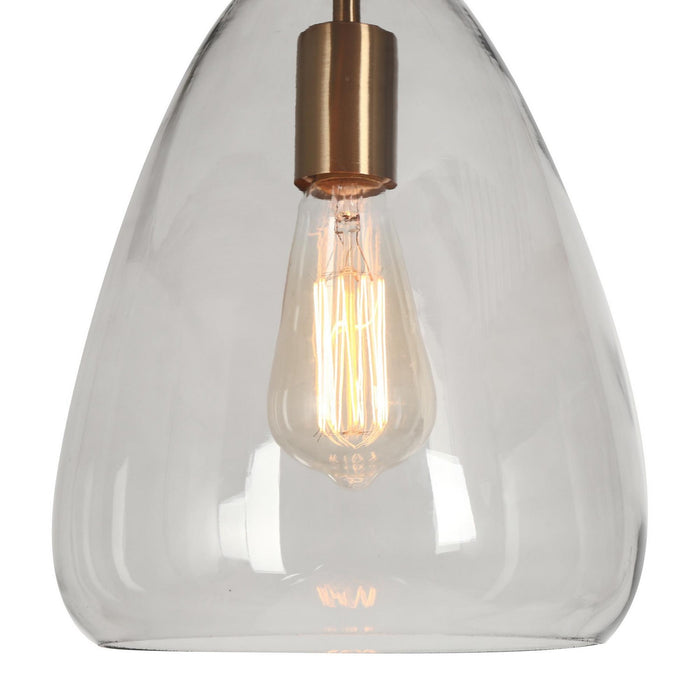 LNC - HA05077 - One Light Pendant - Brass/Smoky Grey Glass