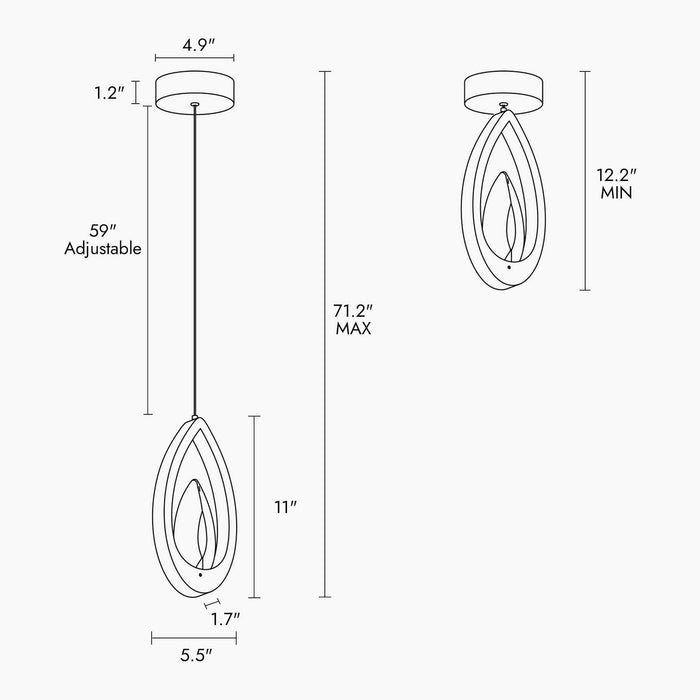 LNC - HA05086 - LED Pendant - Brass