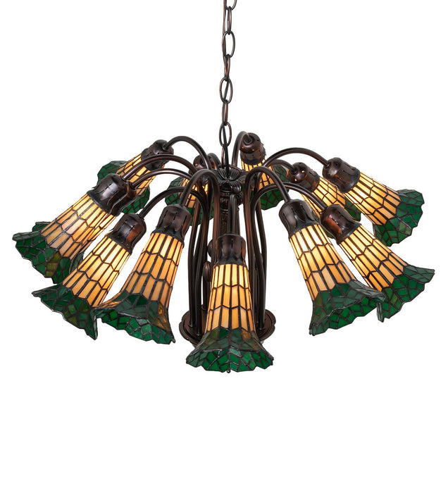 Meyda Tiffany - 251604 - 12 Light Chandelier - Stained Glass Pond Lily - Mahogany Bronze