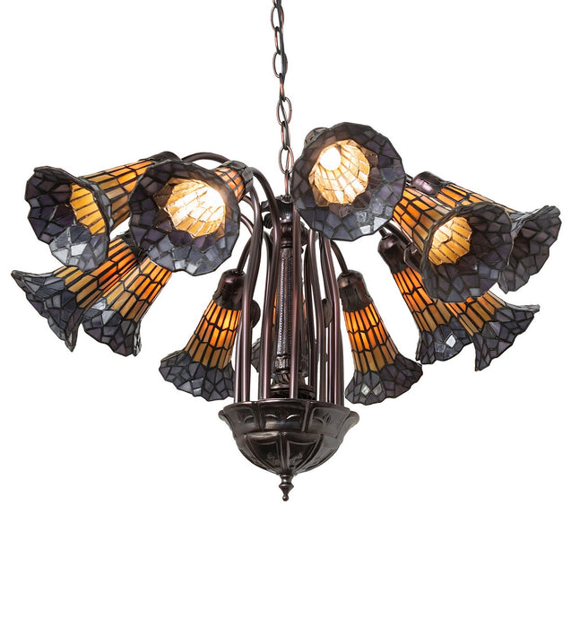 Meyda Tiffany - 251605 - 12 Light Chandelier - Stained Glass Pond Lily - Mahogany Bronze