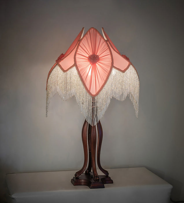 Meyda Tiffany - 267681 - Three Light Table Lamp - Fabric & Fringe - Mahogany Bronze