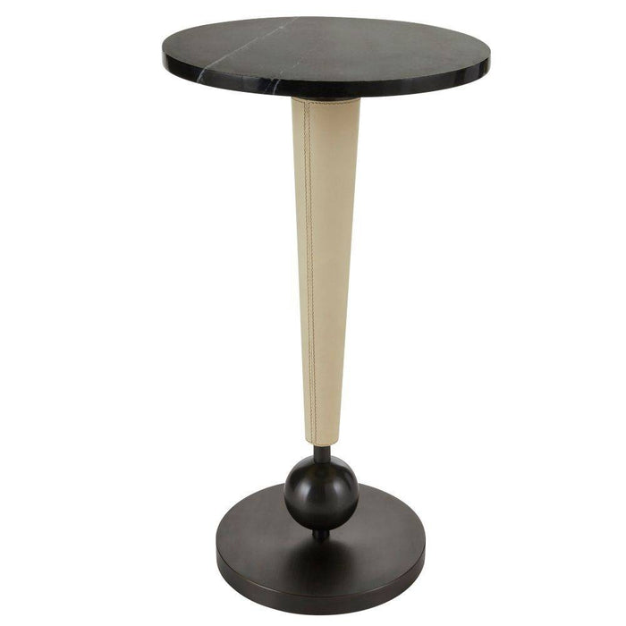 Arteriors - FAI03 - Drink Table - Valari - Black Marble/Ivory Leather//Bronze