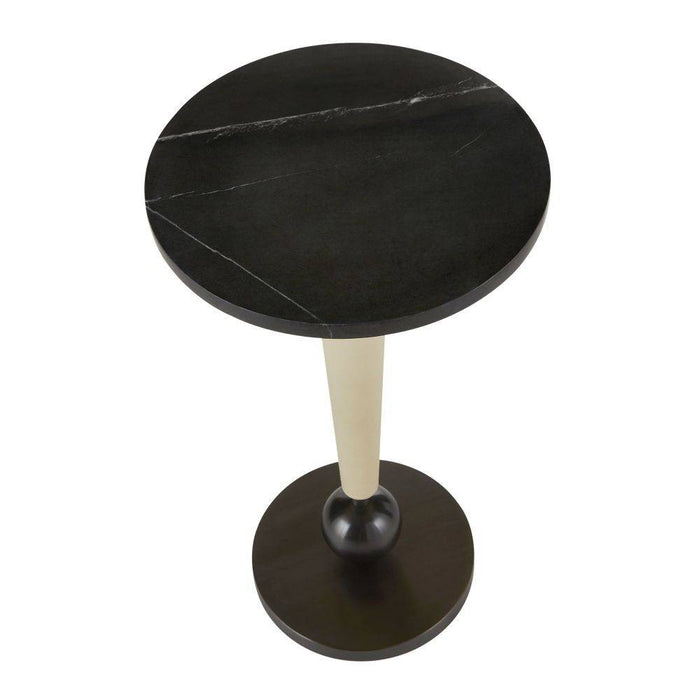 Arteriors - FAI03 - Drink Table - Valari - Black Marble/Ivory Leather//Bronze
