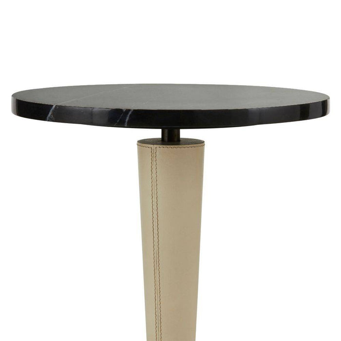 Arteriors - FAI03 - Drink Table - Valari - Black Marble/Ivory Leather//Bronze