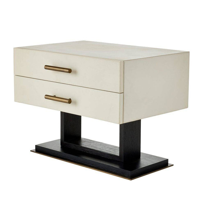 Arteriors - FII01 - Side Table - Tatro - Ivory Leather/Ebony Oak/Antique Brass